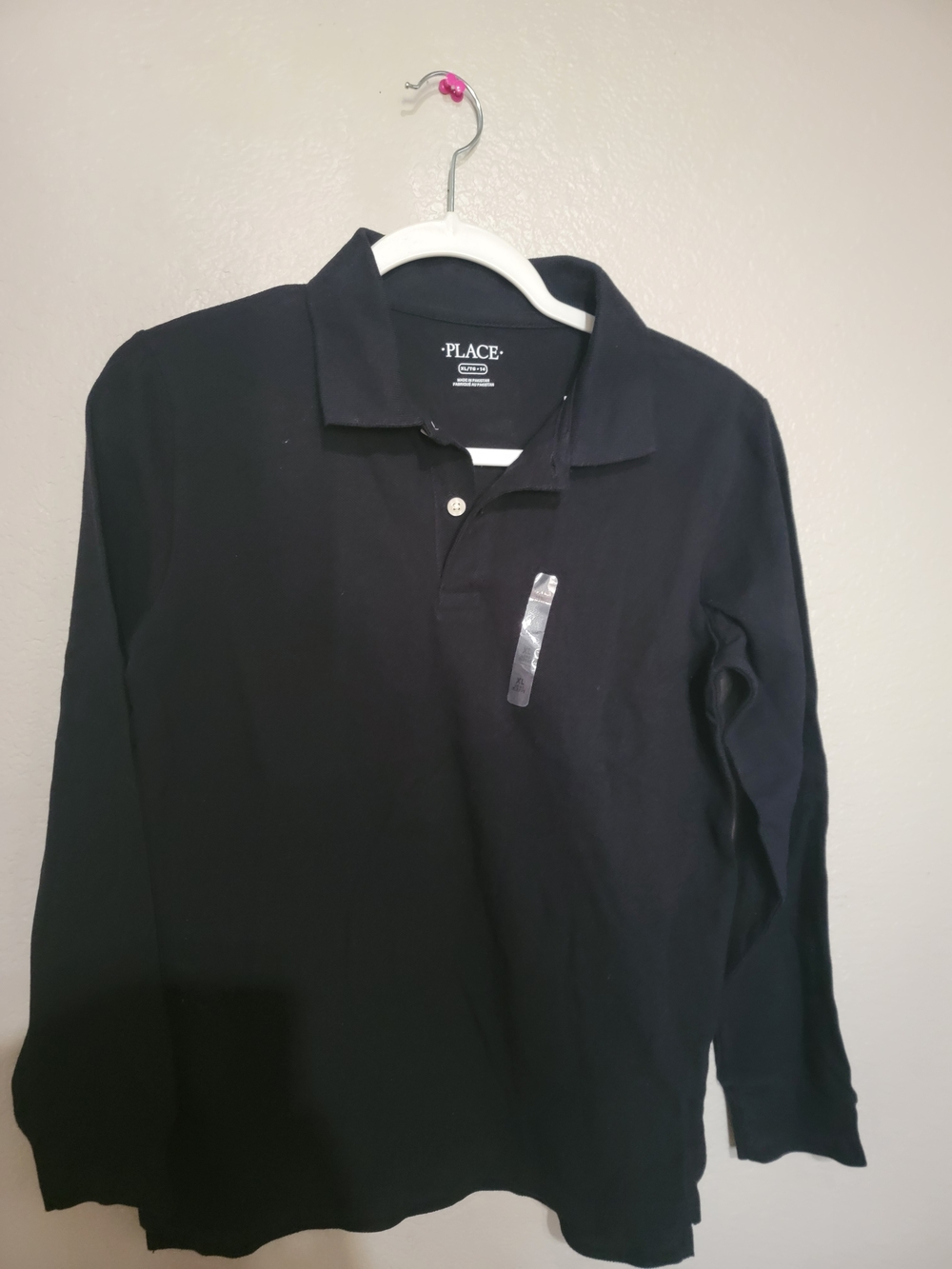 Place Men's Long Sleeve Polo Shirt - Black